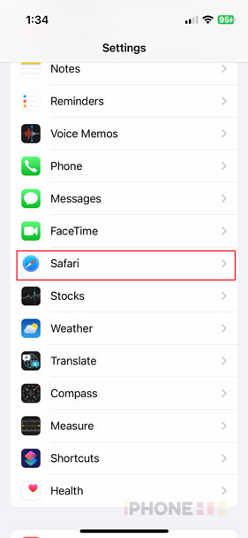 clear cache safari iPhone