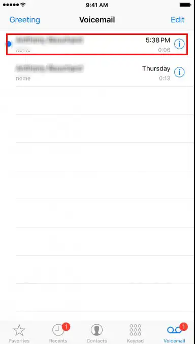 tap on the voicemail