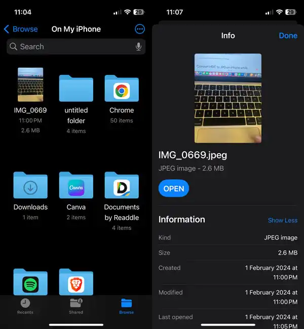 Image is converted into JPG format