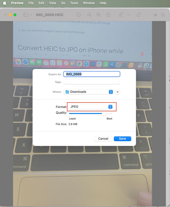 convert HEIC to JPG on Mac