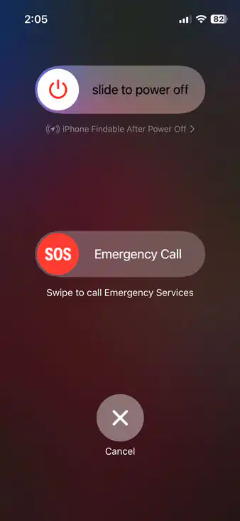 Shut down iPhone 14 using physical buttons