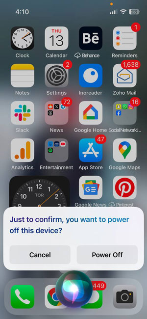 turn off iphone 15 via siri