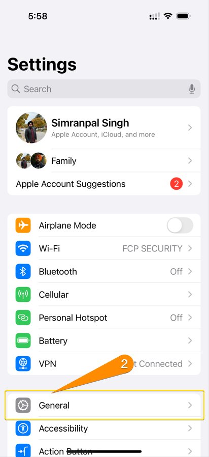 Settings menu