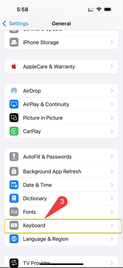 Keyboard Settings iPhone